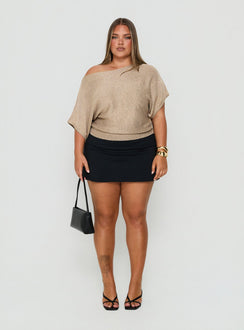 Kysa Off Shoulder Knit Top Gold Curve