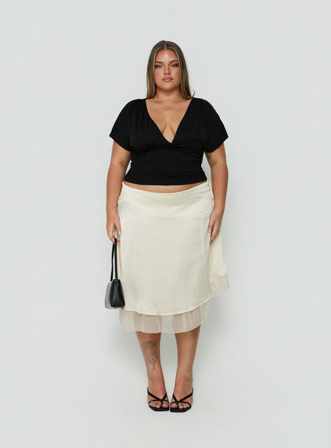 Rosemead Satin Midi Skirt Cream Curve