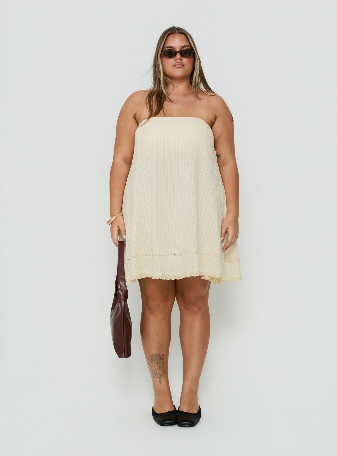 Gypsea Strapless Swing Mini Dress Butter Yellow Curve