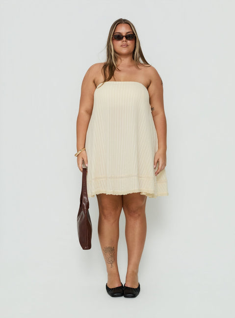 Gypsea Strapless Swing Mini Dress Butter Yellow Curve