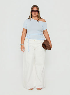 Kastor One Shoulder Short Sleeve Top Pale Blue Curve