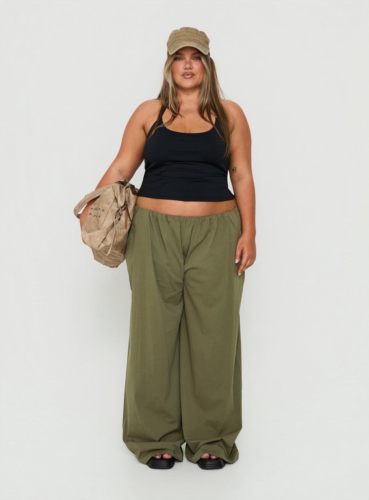 Daily Define Thin Strap Halter Tank Top Black Curve