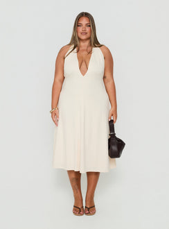 Morganne Halter Plunge Midi Dress Butter Curve