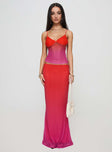   front view of model wearing Princess Polly Teen Spirit Maxi Skirt Pink Ombre Maxi 