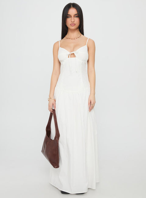 Lady Belle Drop Waist Pleat Maxi Dress White | Princess Polly Lady Belle Drop Waist Pleat Maxi Dress White | Princess Polly