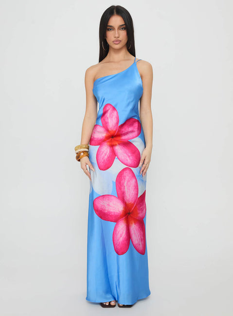 Meilana One Shoulder Maxi Dress Blue Floral | Princess Polly Meilana One Shoulder Maxi Dress Blue Floral | Princess Polly