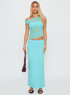 Aristocrat One Shoulder Mesh Set Blue