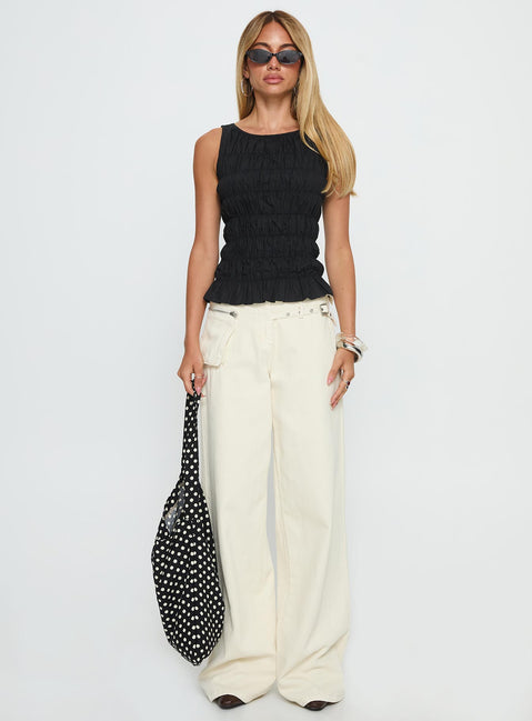 Marleene Shirred Top Black