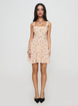 Straplie Mini Dress Cream Floral