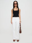 front view of model wearing Princess Polly Stelline Cargo Pants White High Waisted Pants 