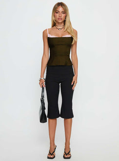 Renaissance Corset Lace Top Olive / Pink