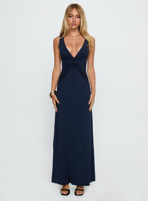 Frederica Plunge Maxi Dress Navy