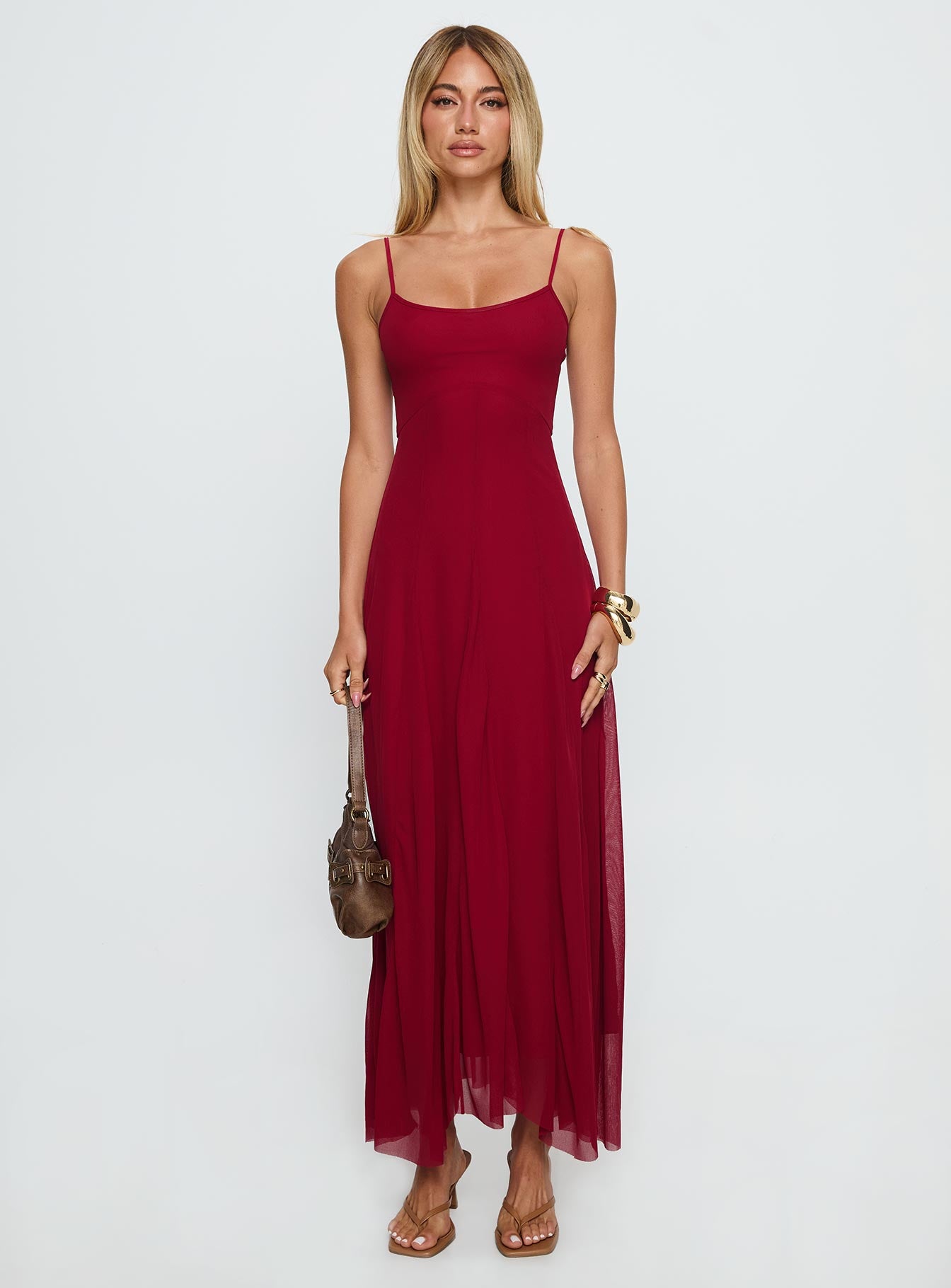 Janeira Pleat Maxi Dress | Red | Womens