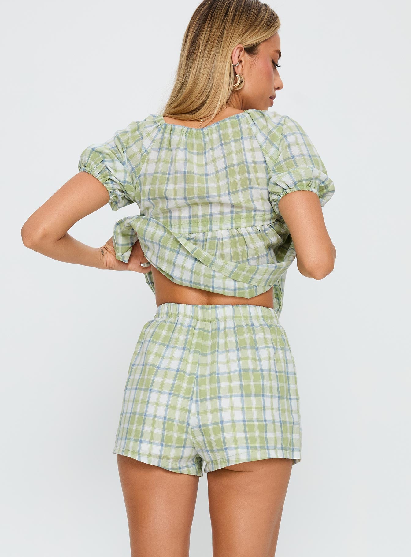 Cerelia Tie Up Set Green Check