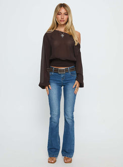 Idalina Slouchy Chiffon Top Brown
