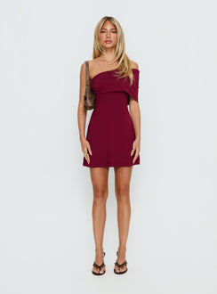 Laurencia One Shoulder Mini Dress Cherry