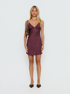 Makaia Balconette Mini Dress Aubergine