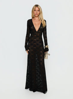 Delwyn Lace Backless Maxi Dress Black