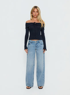 Ellanor Low Rise Slouch Denim Jean Washed Mid Blue Wash Tall