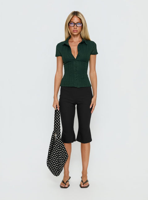 When You Sleep Short Sleeve Top Dark Green