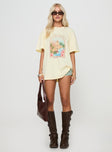 product Princess Polly Half Sleeves Crew Neck  Hotel Hawaii Oversized Tee Yellow