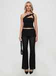 front view of model wearing Princess Polly Jubilee Flare Pants Black High Waisted Pants 