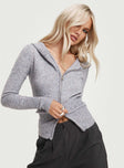 Zip up knit sweater Hood, zip fastening down front
