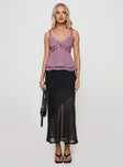   front view of model wearing Princess Polly Dauntless Sheer Maxi Skirt Black Maxi 