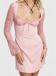 Princess Polly Sweetheart Neckline  Markwell Long Sleeve Mini Dress Pink
