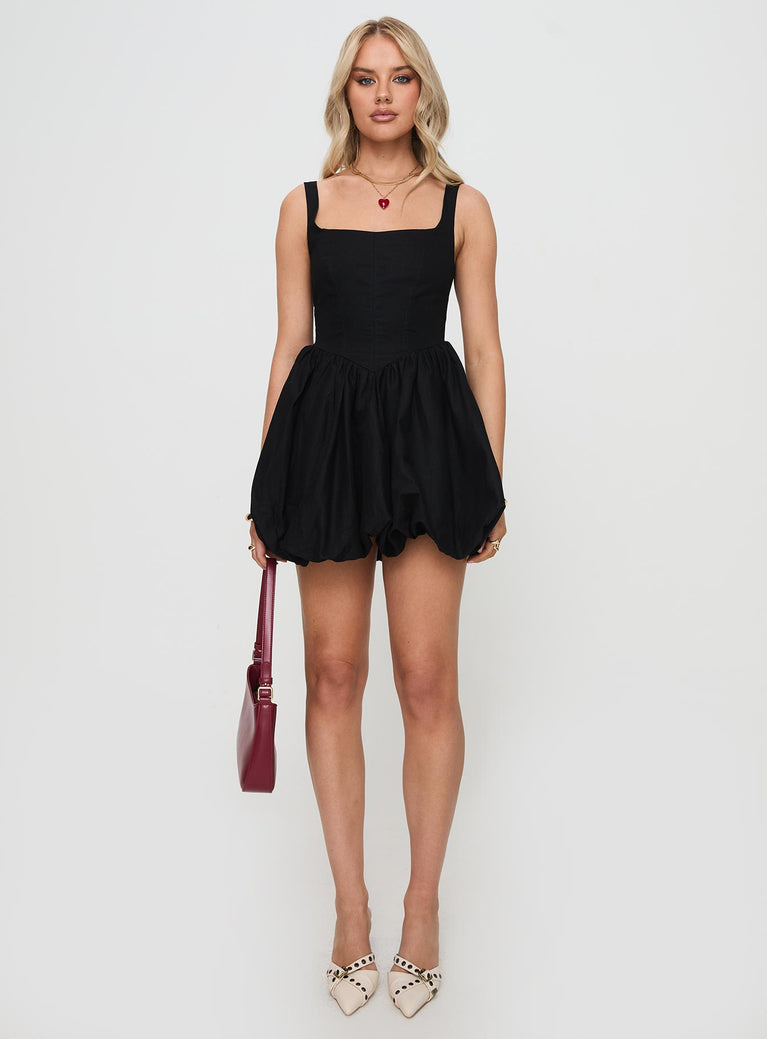Alcott Bubble Hem Mini Dress Black | Princess Polly USA