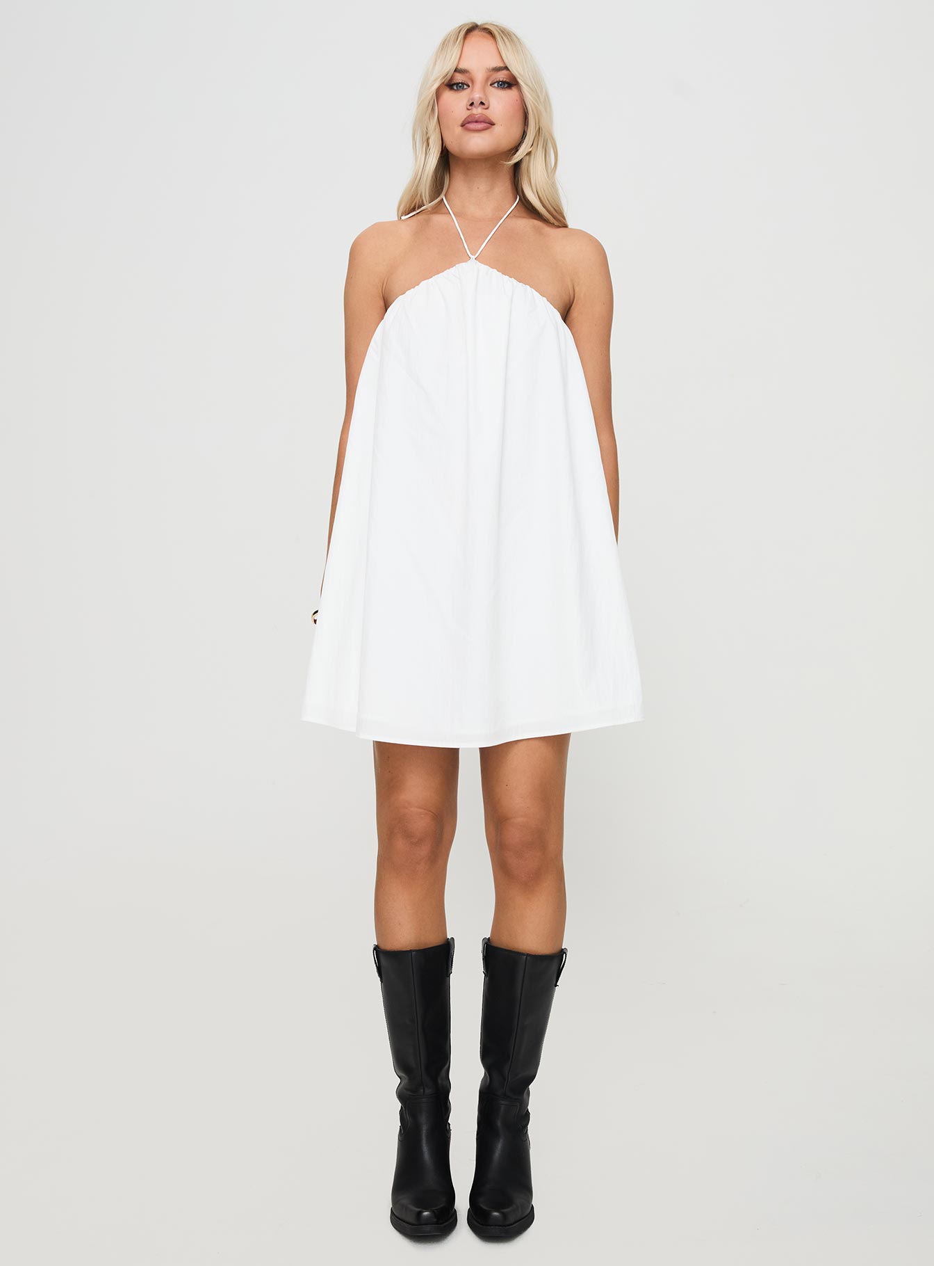 Peaco Halter Mini Dress | White | Womens | Princess Polly Peaco Halter Mini Dress | White | Womens | Princess Polly