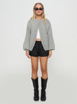 front view of model wearing Princess Polly Edern Cardigan Grey Long 