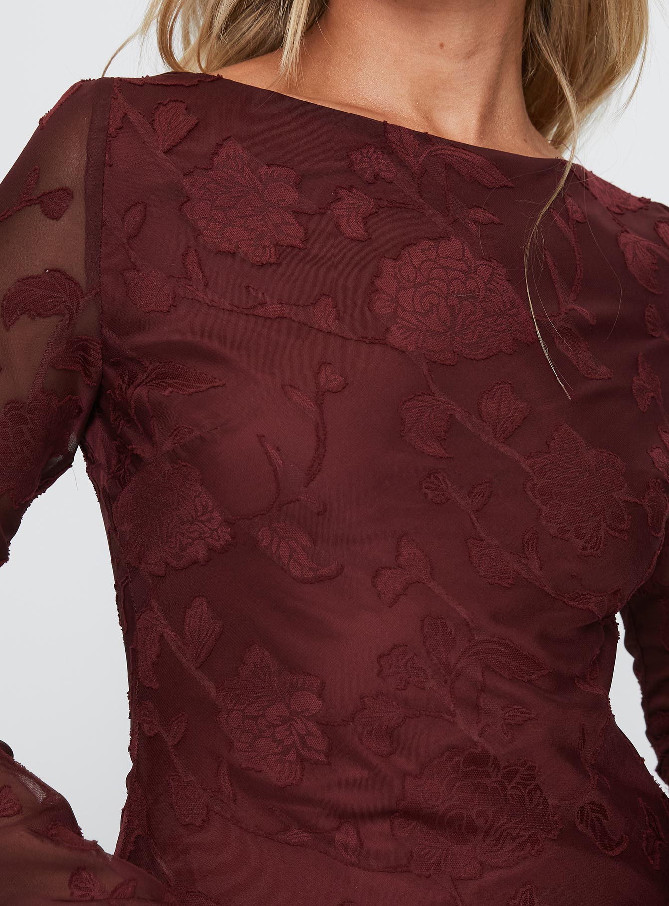 Jadee Long Sleeve Mini Dress Burgundy Floral | Princess Polly Jadee Long Sleeve Mini Dress Burgundy Floral | Princess Polly