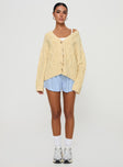 Cable knit cardigan Chunky style, oversized fit, button fastening Non-stretch material, unlined 