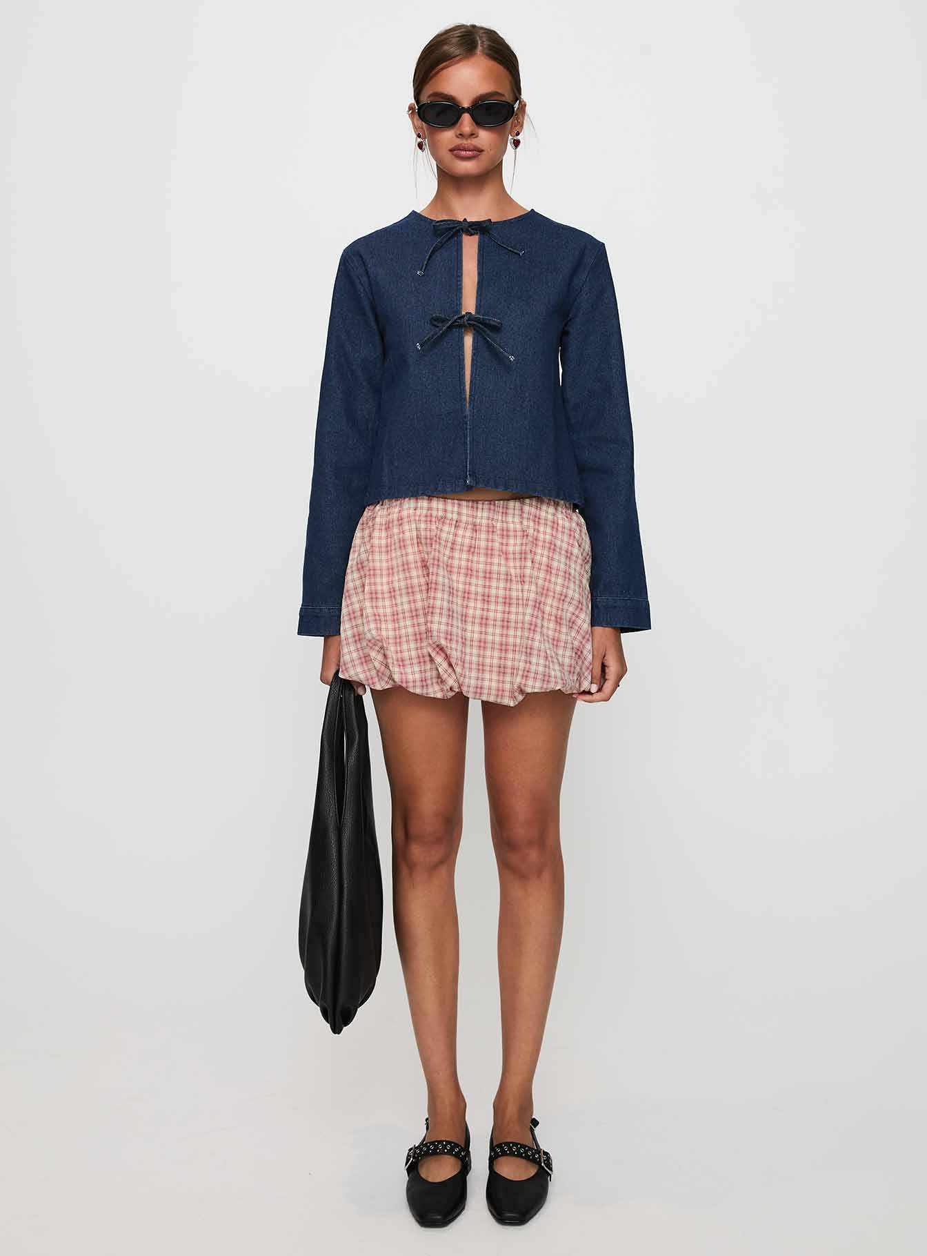 Never Alone Tie Detail Jacket Denim