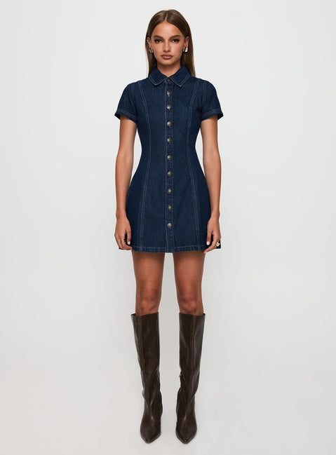 Perception Denim Mini Dress Mid Wash | Princess Polly Perception Denim Mini Dress Mid Wash | Princess Polly