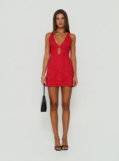 Steffie Lace Backless Mini Dress Red