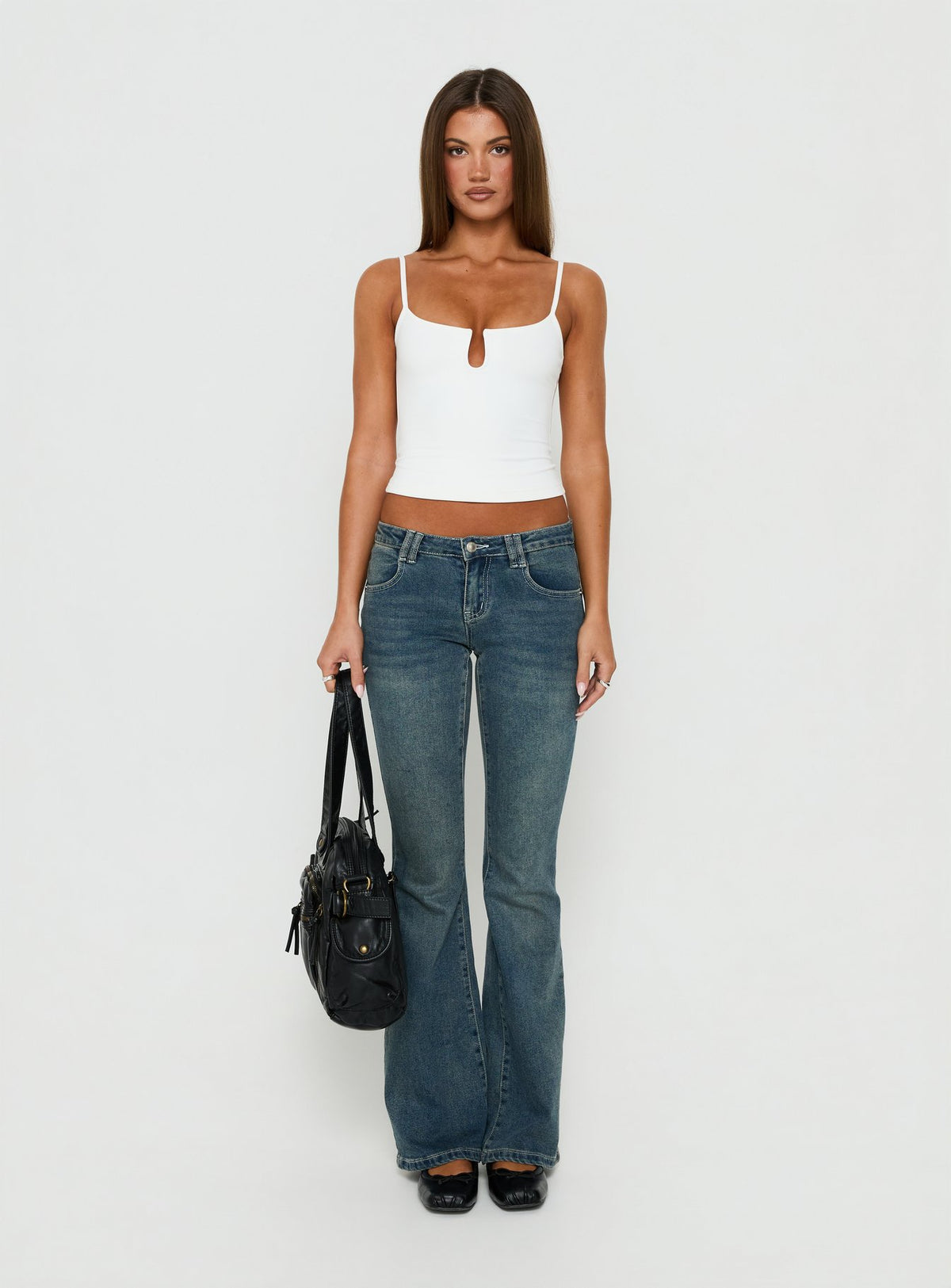 Daily Define Keyhole Cinched Tank Top White