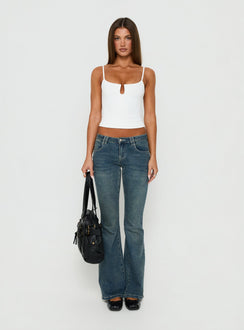 Daily Define Keyhole Cinched Tank Top White