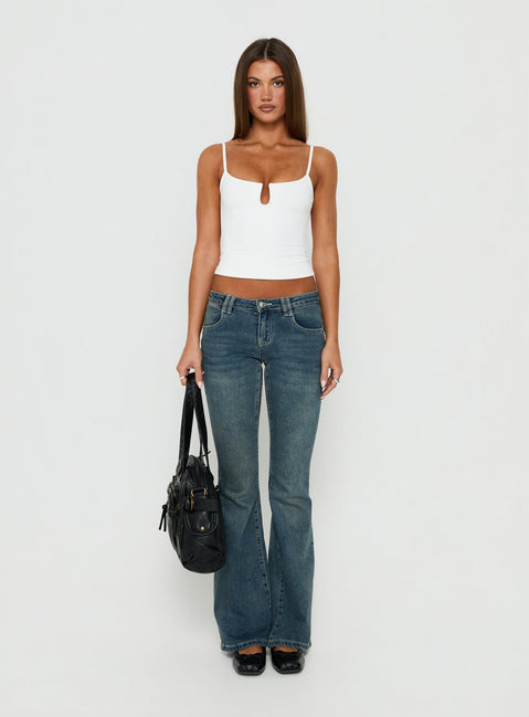Daily Define Keyhole Cinched Tank Top White