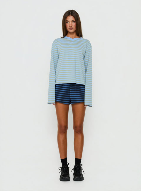Delaeni Micro Fleece Shorts Blue Stripe