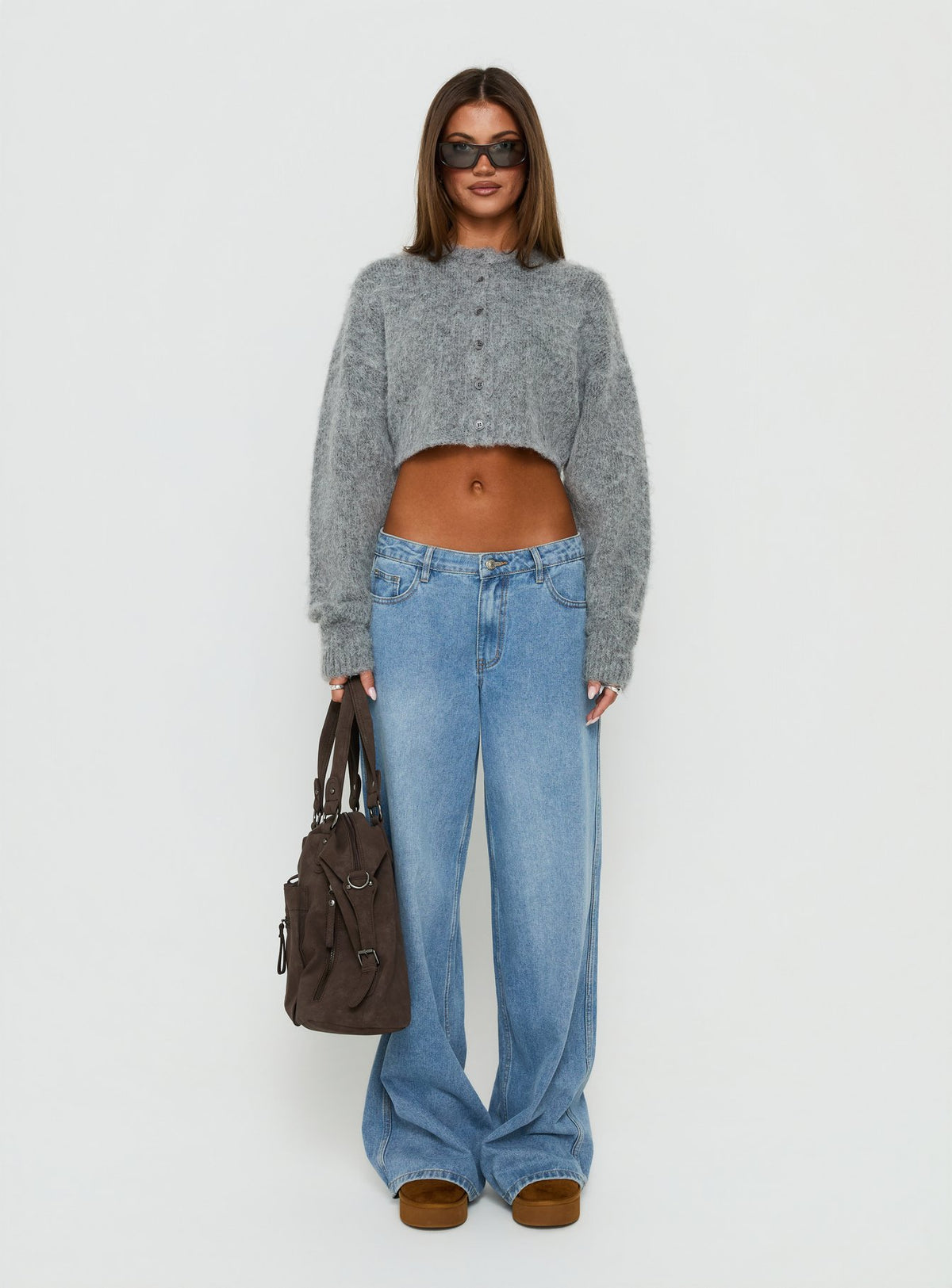 Kelisso Button Down Cardigan Grey