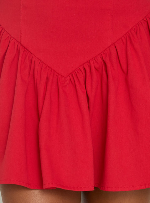 Esatora Halter Flare Mini Dress Red