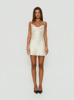 Laytonn Cowl Neck Satin Mini Dress Champagne