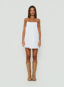 Stick With Me Tie Back Babydoll Mini Dress White