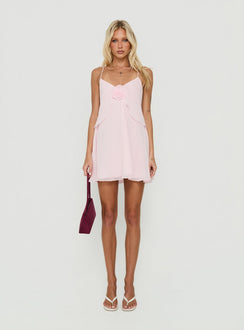 Big Picture Chiffon Babydoll Frill Mini Dress Soft Pink