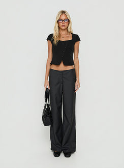 Agazia No Waist Low Rise Straight Pants Grey