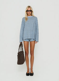 Meradith Tie Waist Shorts Blue Stripe