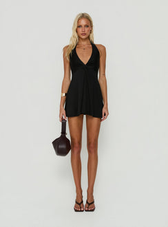 Tikaia Twist Halter Mini Dress Black