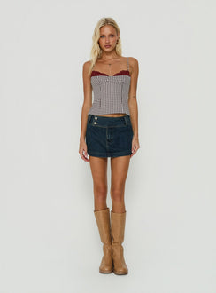 Ladena Mid Rise Double Button Mini Skirt Raw Denim